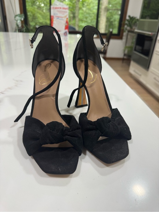 Sam Edelman Shoes - Sam Edelman Lucia Black Knot-Tie Suede High Heel Sandals